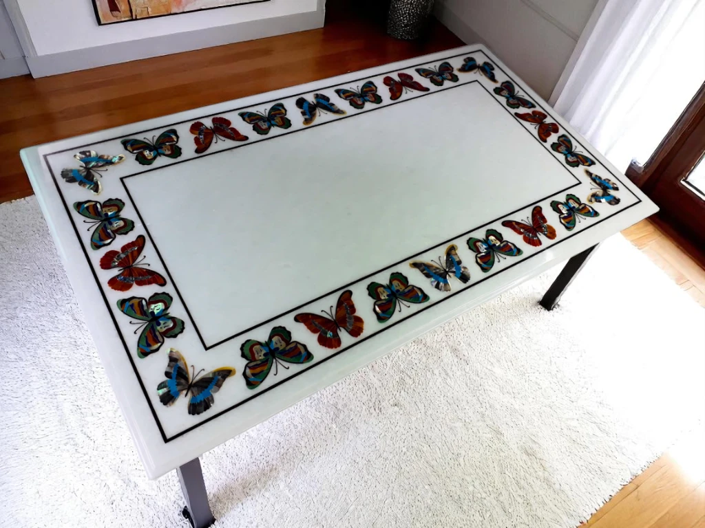 Unique Marble Dining Room Table – Butterfly Design